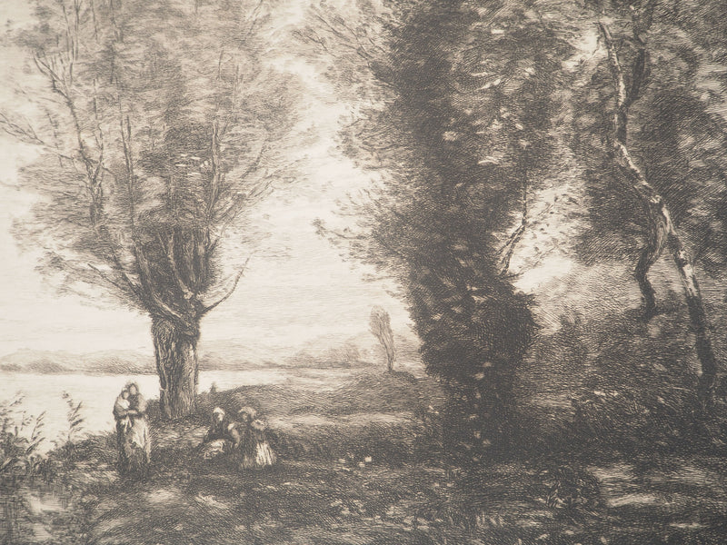 BT REMBRANDT (After): Rembrandt and Saskia, Signed Engraving