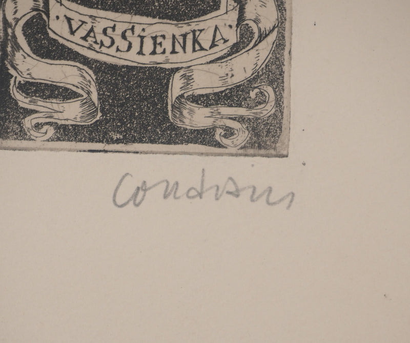 Brigitte COUDRAIN : Animal fantastique, Gravure originale signée