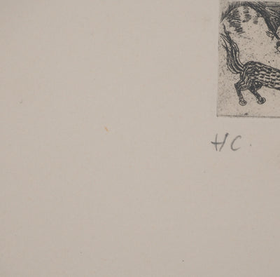 Brigitte COUDRAIN : Centaure tirant à l'arc, Gravure originale signée