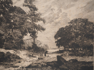 Tancrède ABRAHAM : L'étang de Kernézet, Gravure originale signée