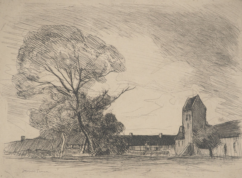Jacques SIMON : Abbaye en Provence, Gravure originale signée