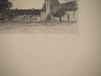 Jacques SIMON : Abbaye en Provence, Gravure originale signée