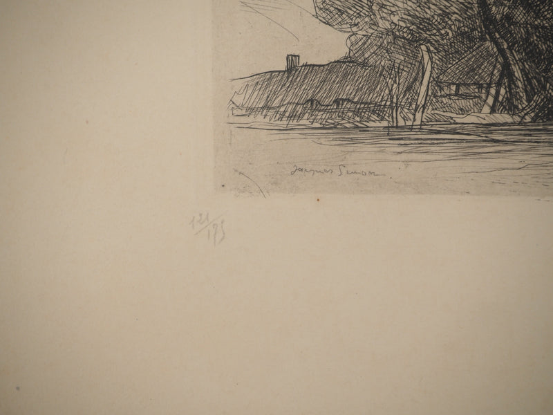 Jacques SIMON : Abbaye en Provence, Gravure originale signée