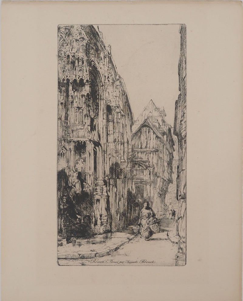 Auguste BROUET : Vieux Rouen, Gravure originale