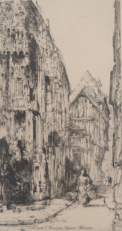 Auguste BROUET : Vieux Rouen, Gravure originale