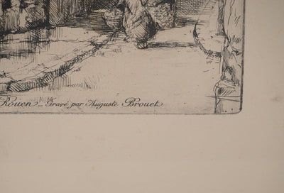 Auguste BROUET : Vieux Rouen, Gravure originale