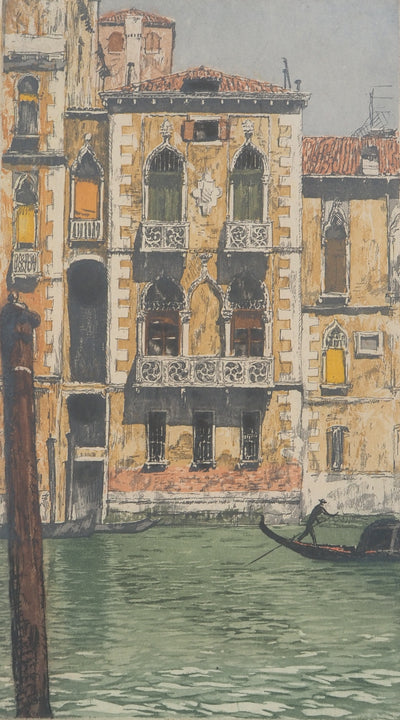 Wolfgang KERMER : Vieux palais à Venise, Gravure originale signée