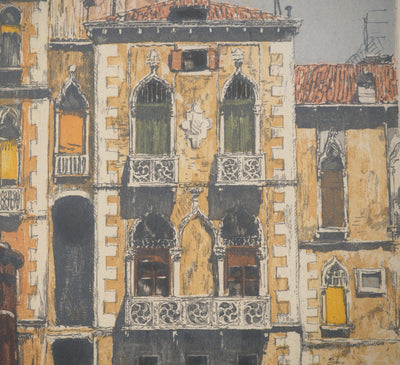 Wolfgang KERMER : Vieux palais à Venise, Gravure originale signée