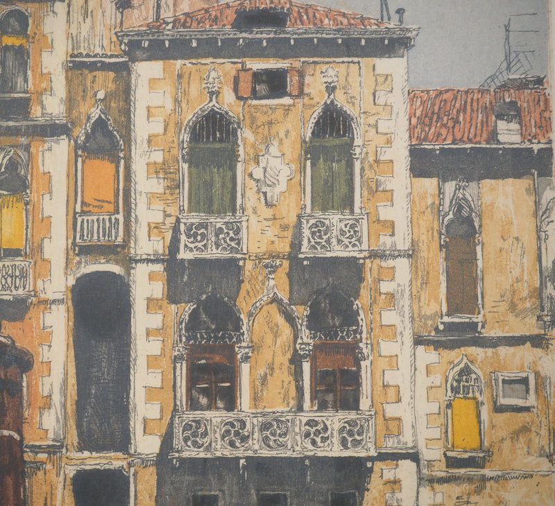Wolfgang KERMER : Vieux palais à Venise, Gravure originale signée
