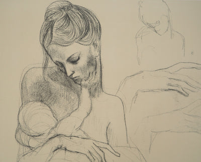 Pablo PICASSO : Mère et enfant, Lithographie et pochoir signée