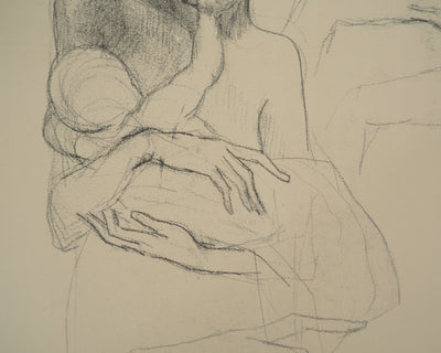 Pablo PICASSO : Mère et enfant, Lithographie et pochoir signée