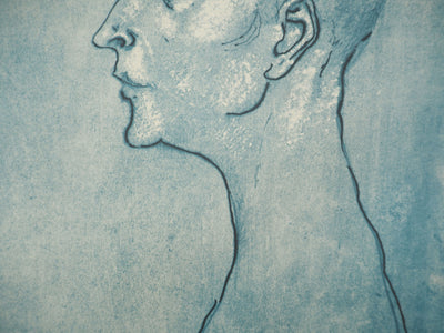 Pablo PICASSO : Période bleu, Portrait de femme, Lithographie et pochoir signée
