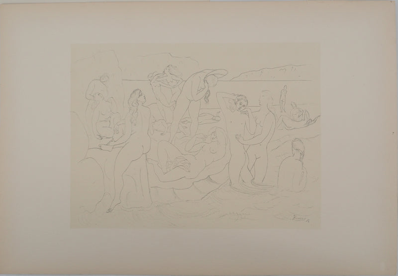 Pablo PICASSO : Les baigneuses, Lithographie et pochoir signée