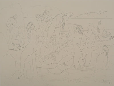 Pablo PICASSO : Les baigneuses, Lithographie et pochoir signée