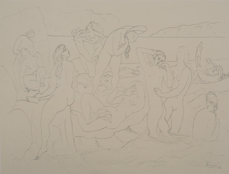 Pablo PICASSO : Les baigneuses, Lithographie et pochoir signée