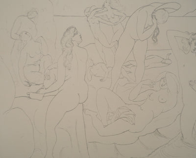 Pablo PICASSO : Les baigneuses, Lithographie et pochoir signée