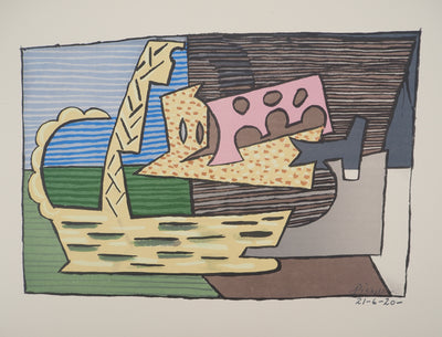 Pablo PICASSO : Nature morte cubiste, Lithographie et pochoir signée