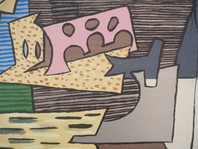 Pablo PICASSO : Nature morte cubiste, Lithographie et pochoir signée