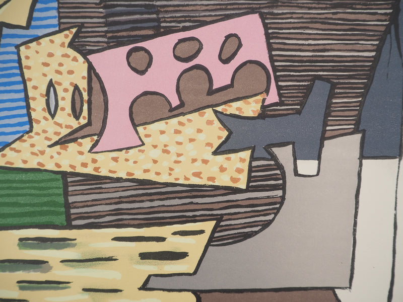 Pablo PICASSO : Nature morte cubiste, Lithographie et pochoir signée