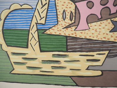 Pablo PICASSO : Nature morte cubiste, Lithographie et pochoir signée