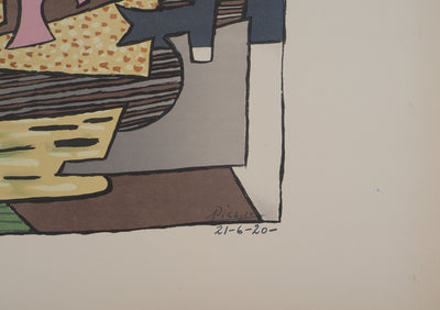 Pablo PICASSO : Nature morte cubiste, Lithographie et pochoir signée