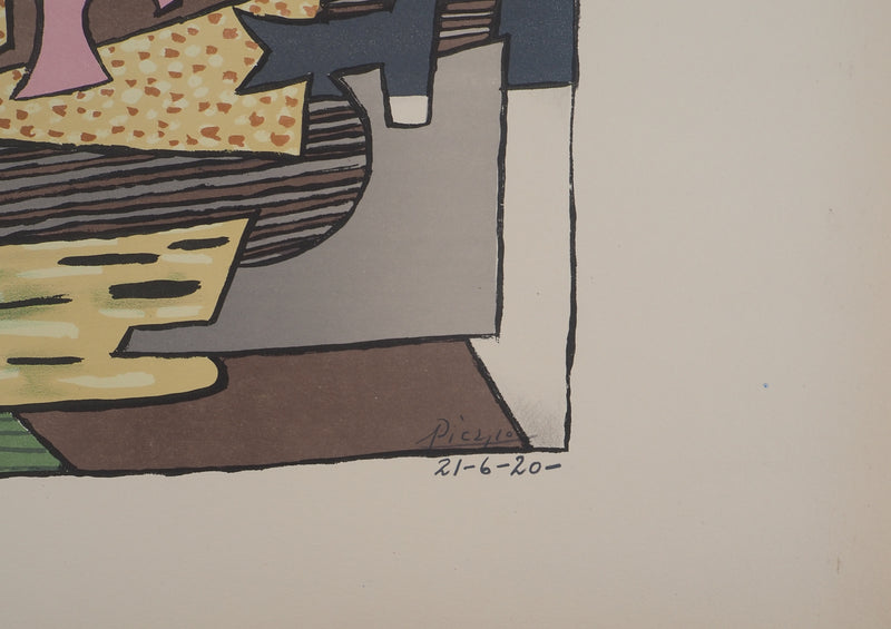 Pablo PICASSO : Nature morte cubiste, Lithographie et pochoir signée