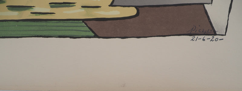 Pablo PICASSO : Nature morte cubiste, Lithographie et pochoir signée