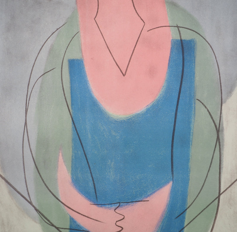 Pablo PICASSO : Portrait de femme au chapeau jaune, Lithographie et pochoir signée