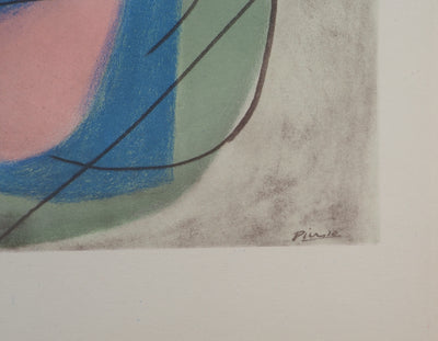 Pablo PICASSO : Portrait de femme au chapeau jaune, Lithographie et pochoir signée
