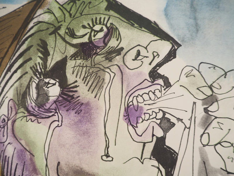 Pablo PICASSO : Dora Maar en pleurs, Lithographie et pochoir signée