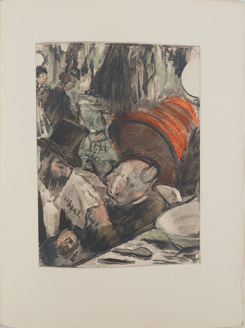 AF Edgar DEGAS: Model with arched back, Original engraving, 1935