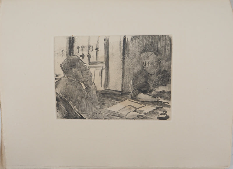 AF Edgar DEGAS: Model with arched back, Original engraving, 1935