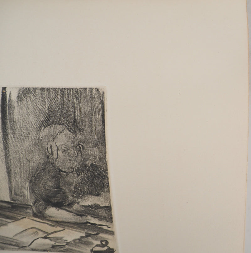 AF Edgar DEGAS: Model with arched back, Original engraving, 1935