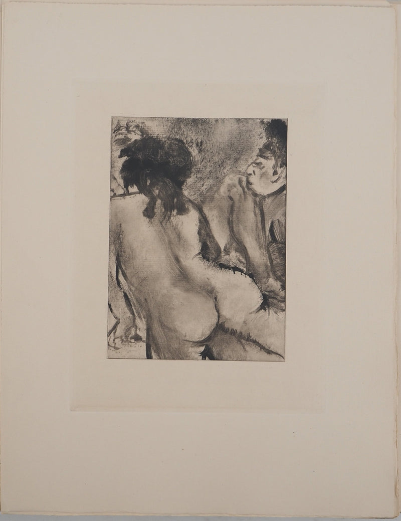 AF Edgar DEGAS: Model with arched back, Original engraving, 1935