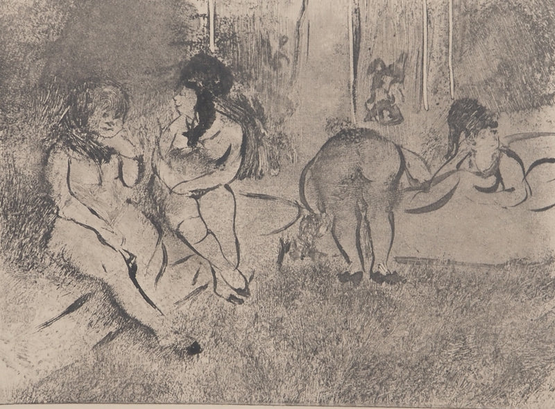 AF Edgar DEGAS: Model with arched back, Original engraving, 1935