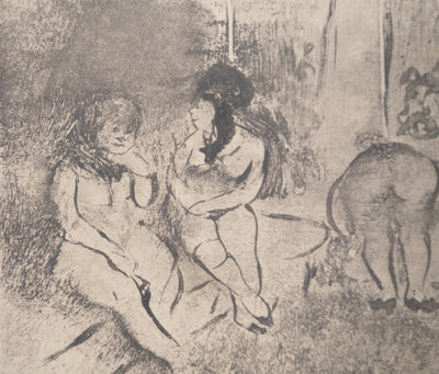 AF Edgar DEGAS: Model with arched back, Original engraving, 1935