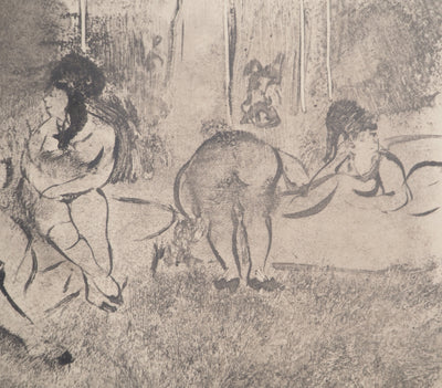 AF Edgar DEGAS: Model with arched back, Original engraving, 1935