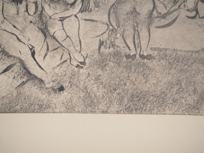 AF Edgar DEGAS: Model with arched back, Original engraving, 1935