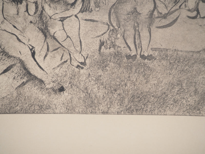 AF Edgar DEGAS: Model with arched back, Original engraving, 1935