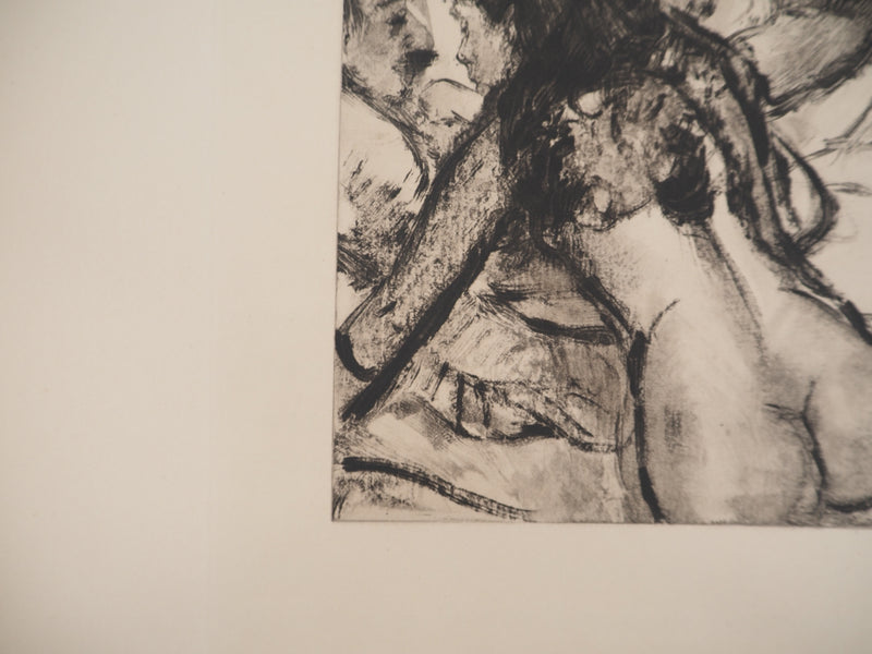 AF Edgar DEGAS: Model with arched back, Original engraving, 1935