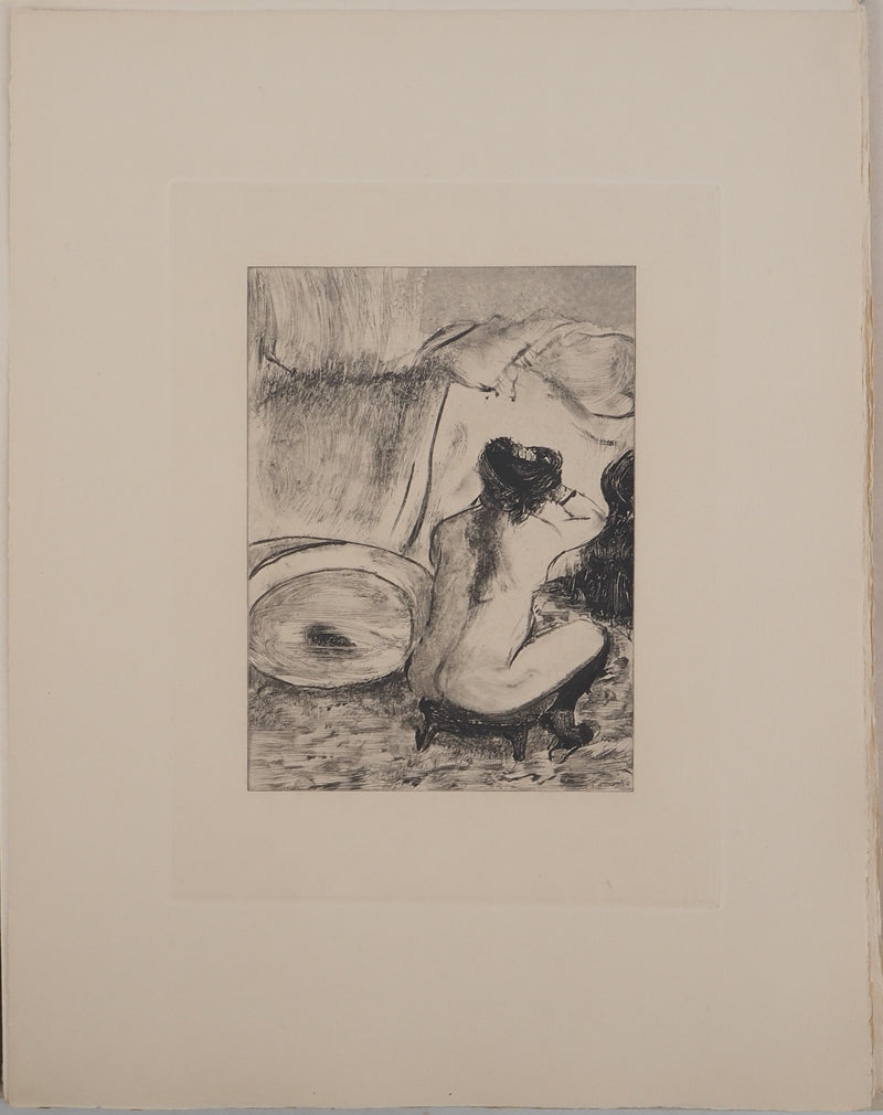 AF Edgar DEGAS: Model with arched back, Original engraving, 1935
