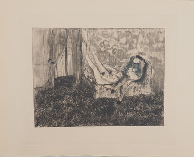 AF Edgar DEGAS: Model with arched back, Original engraving, 1935