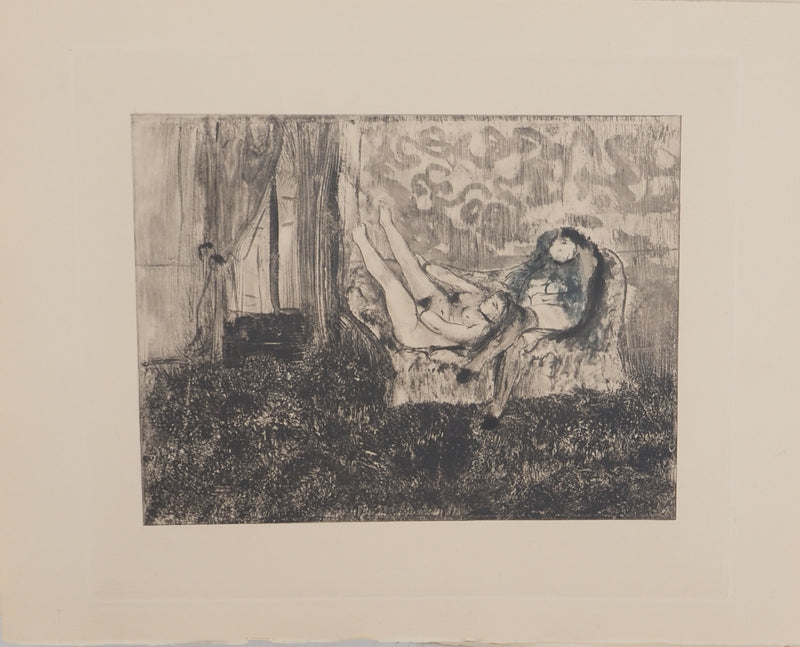 AF Edgar DEGAS: Model with arched back, Original engraving, 1935