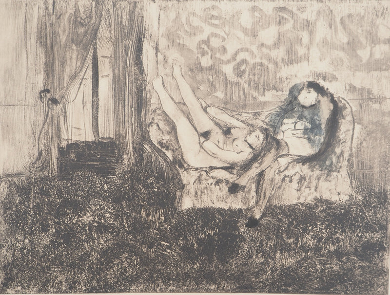 AF Edgar DEGAS: Model with arched back, Original engraving, 1935