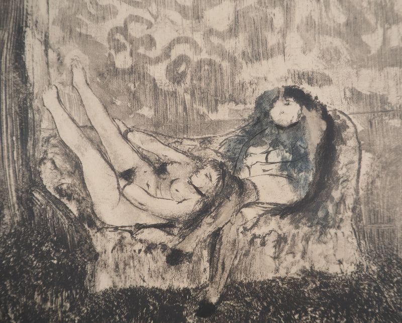 AF Edgar DEGAS: Model with arched back, Original engraving, 1935