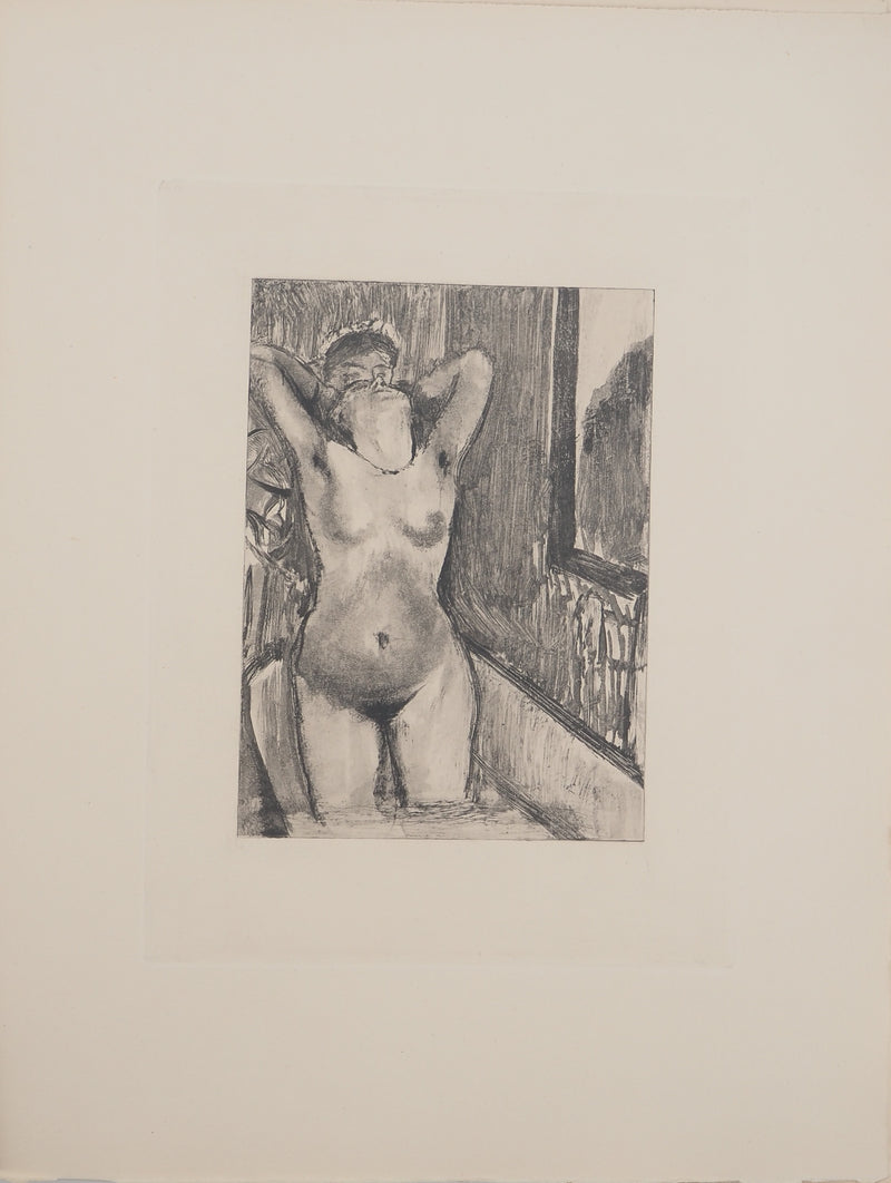 AF Edgar DEGAS: Model with arched back, Original engraving, 1935