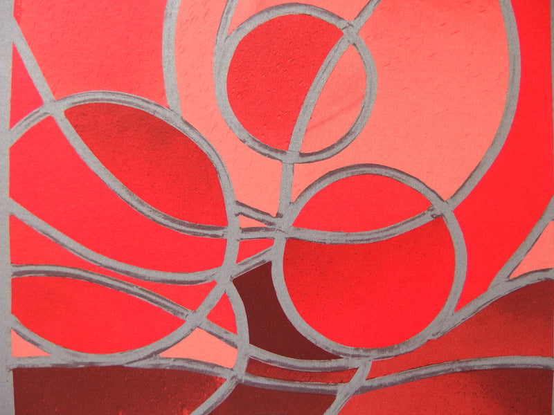 LUTZELSCHWAB : Composition aux cercles rouges, Photolithographie originale signée