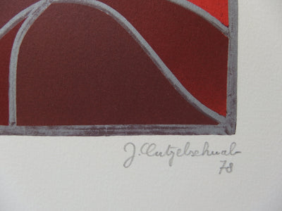 LUTZELSCHWAB : Composition aux cercles rouges, Photolithographie originale signée