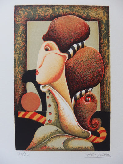 José HERRERA : Muse aux lignes courbes, Lithographie originale signée