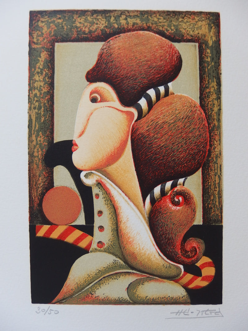 José HERRERA : Muse aux lignes courbes, Lithographie originale signée